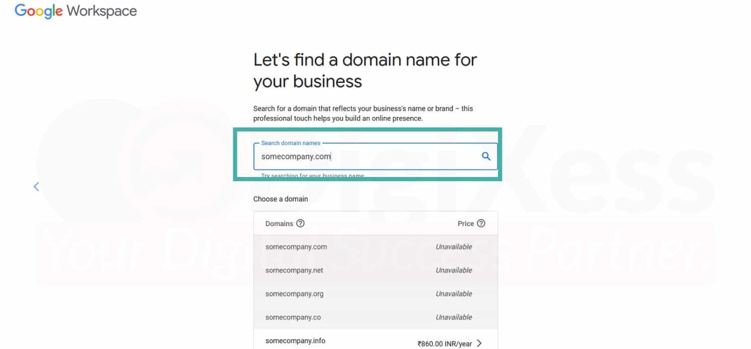 Google search search for domain availability