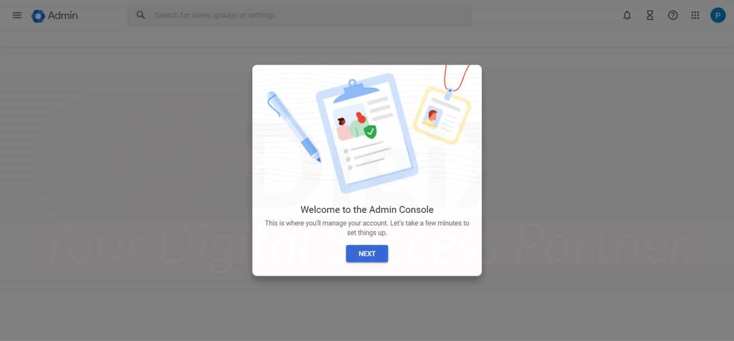 Google Workspace Welcome page